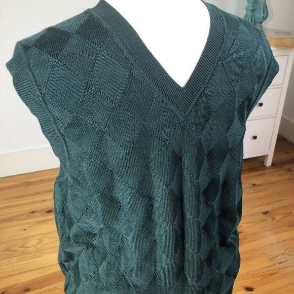 Fairway Greene Men's Pima Cotton V Neck Golf Sweater Vest Large Diamond Pattern - Picture 9 of 12